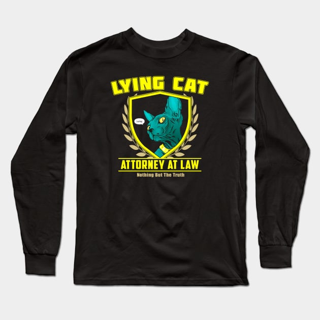 Lying Cat Attorney (Black Print) Long Sleeve T-Shirt by Nerdology